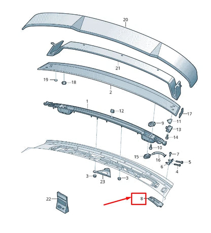 NEW AUDI TT FV REAR RIGHT SPOILER SUPPORT PLATE 8S0827314