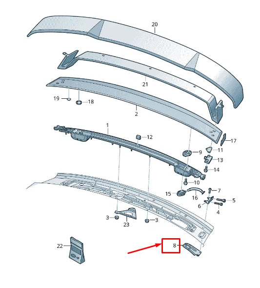 NEW AUDI TT FV REAR RIGHT SPOILER SUPPORT PLATE 8S0827314