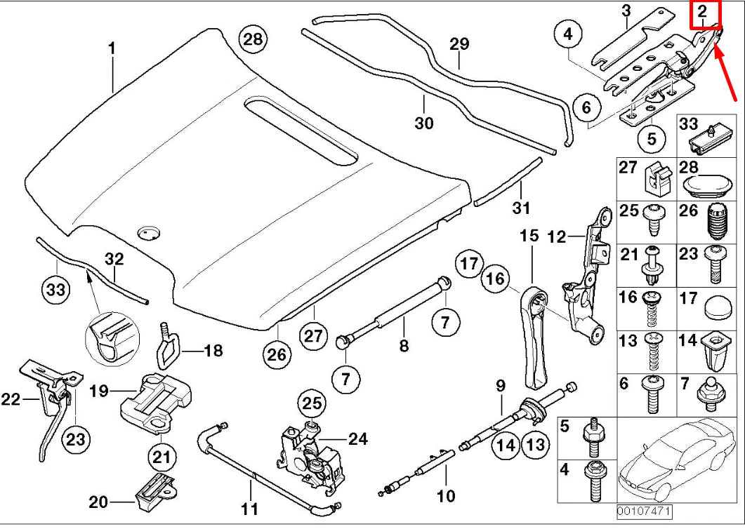 NEW BMW 7 E65, E66 FRONT LEFT ENGINE HOOD HINGE 41617210671 7210671 ORIGINAL