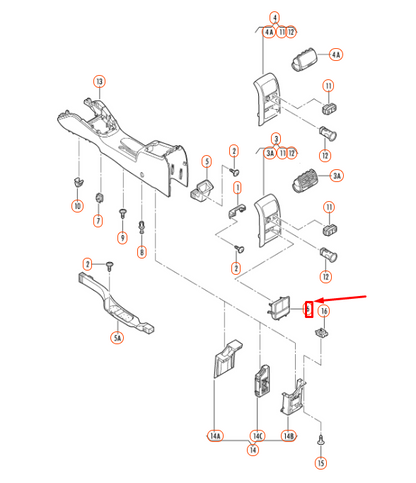 NEW VW JETTA A6 CENTRE CONSOLE REAR STOWAGE COMPARTMENT 5C686338382V ORIGINAL