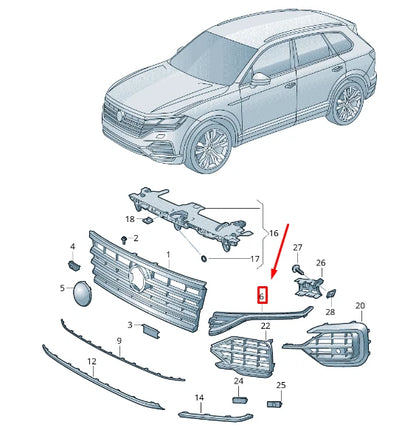NEW VW TOUAREG CR FRONT LEFT BUMPER PROTECTIVE GRILLE 760853597AIDJ