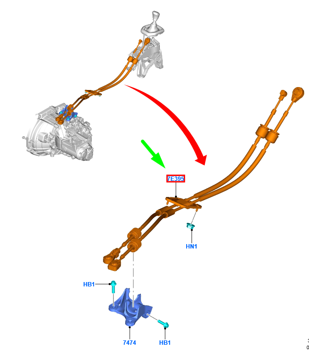 new ford tourneo courier selector lever control cable 2339228 original