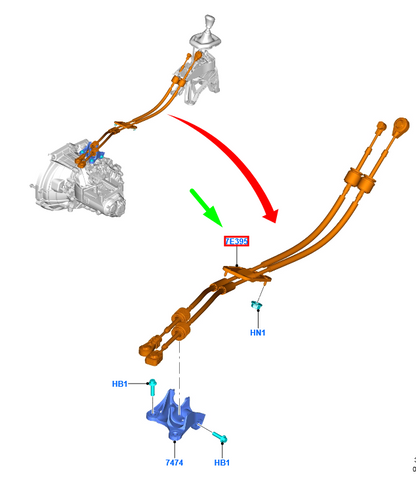 new ford tourneo courier selector lever control cable 2339228 original