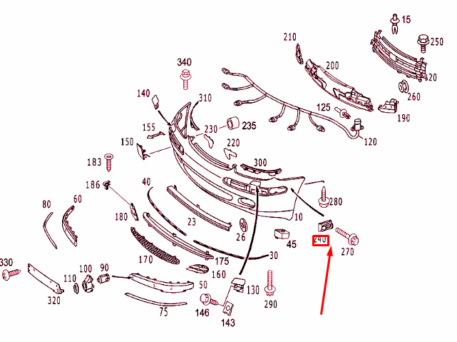 NEW MERCEDES-BENZ S W220 FRONT BUMPER GUIDE A2208800030 ORIGINAL