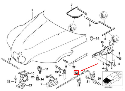NEW BMW Z3 COUPE E36 HOOD RELEASE CABLE 51238397410 8397410 ORIGINAL