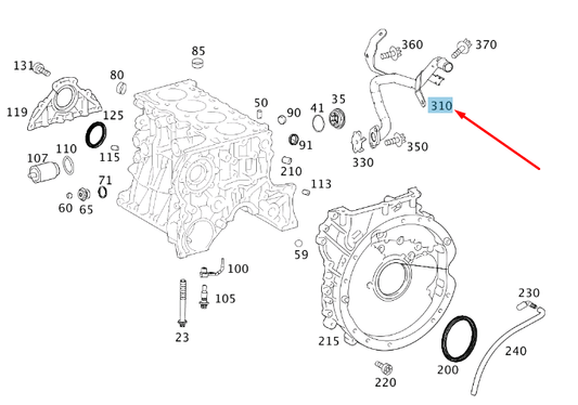 new mercedes-benz a w176 crankcase water line a6512030602 original