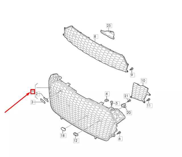 NEW AUDI R8 4S FRONT BUMPER RADIATOR GRILLE 4S0853651GRN4 ORIGINAL