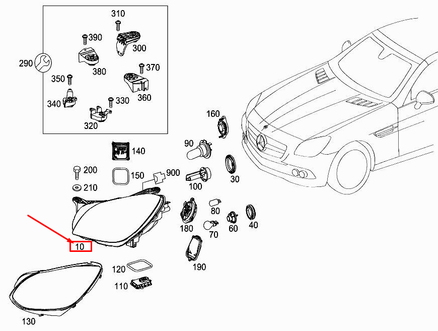 new mercedes-benz slk r172 front left headlight rhd a1728200959 original