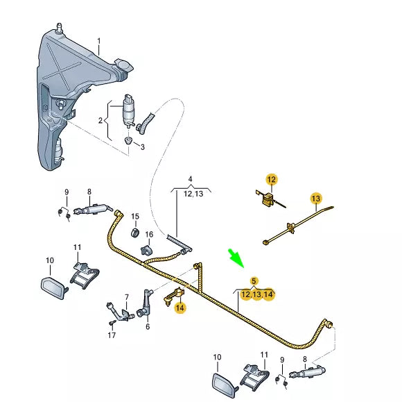 NEW AUDI A8 4H HEADLIGHT WASHER SYSTEM HOSE 4H0955970H