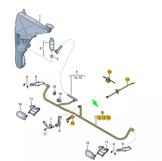 NEW AUDI A8 4H HEADLIGHT WASHER SYSTEM HOSE 4H0955970H