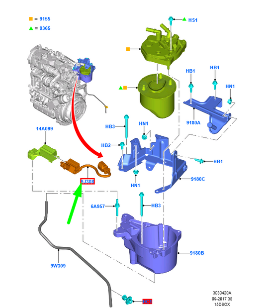 new ford ecosport mk2 water in fuel sensor assy 1739926 ba6q-9j308-aa original
