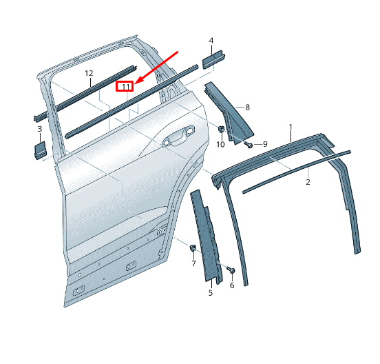 new audi e-tron ge rear right outer window slot seal 4ke839476a original