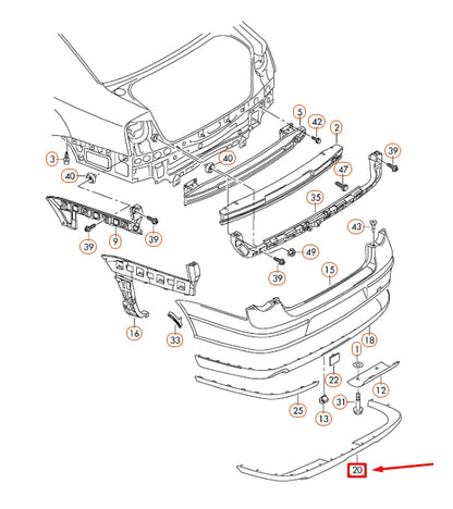 NEW VW PASSAT B6 REAR EXHAUST TAIL PIPE LOWER CENTER TRIM 3C08075682Z0 ORIGINAL