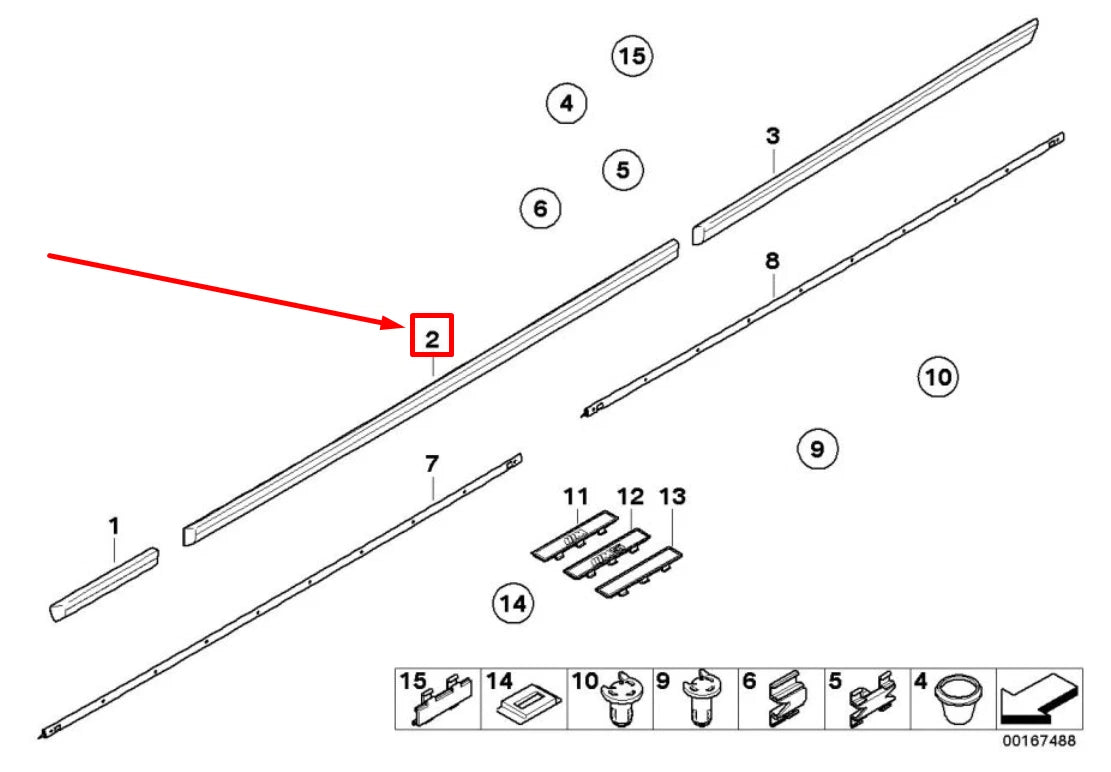 NEW BMW 5 E39 FRONT RIGHT DOOR MOULDING STRIP 51132693354 2693354 ORIGINAL