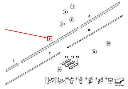 NEW BMW 5 E39 FRONT RIGHT DOOR MOULDING STRIP 51132693354 2693354 ORIGINAL