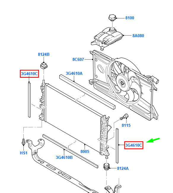 new ford focus mk2 radiator side energy absorbing foam pad 1450363 original
