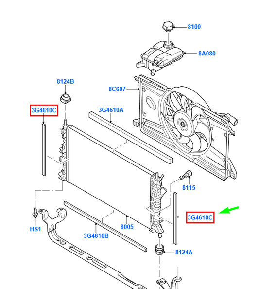 new ford focus mk2 radiator side energy absorbing foam pad 1450363 original