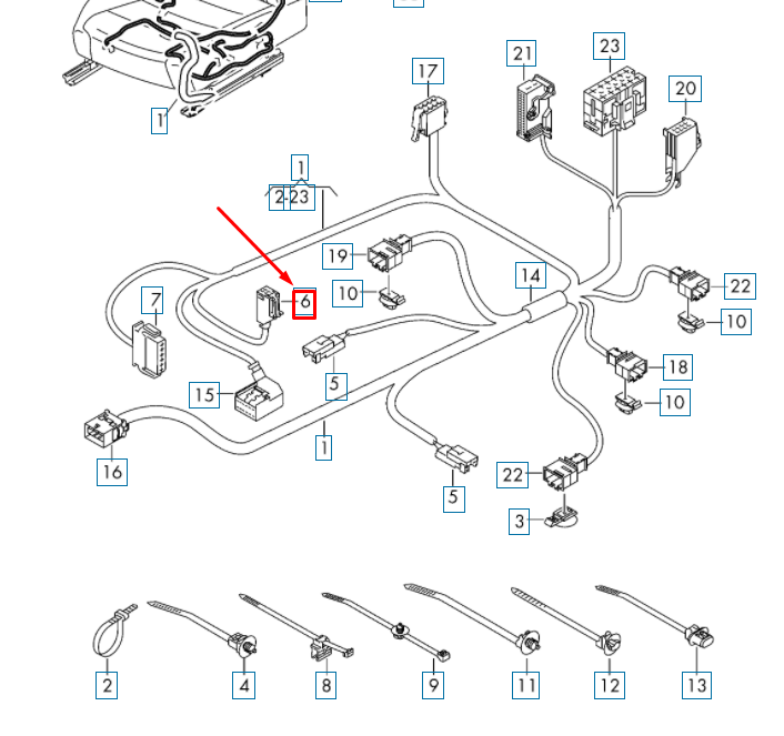 new vw passat b8 front seat adjustment flat contact housing 8w0971636 original