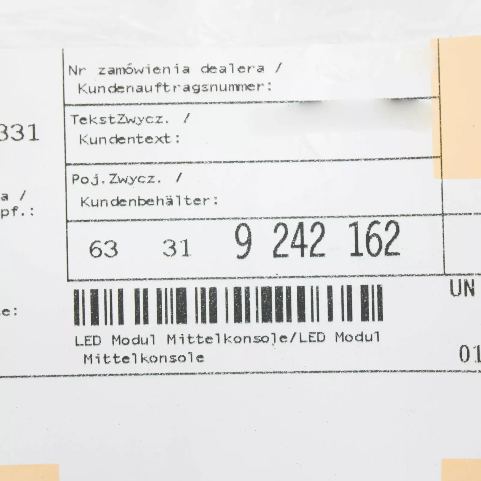 NEW BMW X1 E84 LED MODULE CENTRE CONSOLE 63319242162 9242162 ORIGINAL