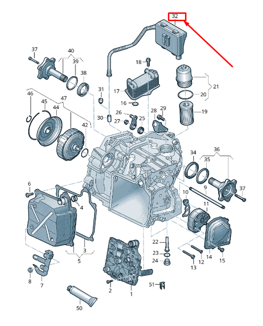 new vw tiguan ad gearbox breather line 02e301472l original