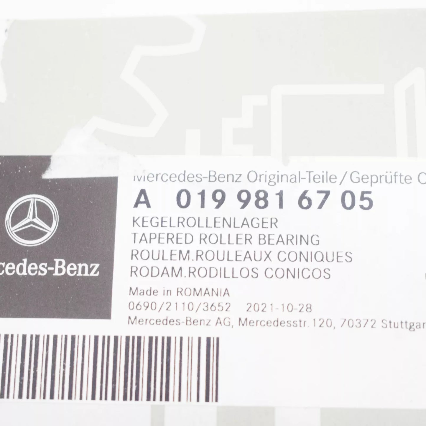 NEW MB SPRINTER 906 DIFFERENTIAL GEAR TAPERED ROLLER BEARING A0199816705
