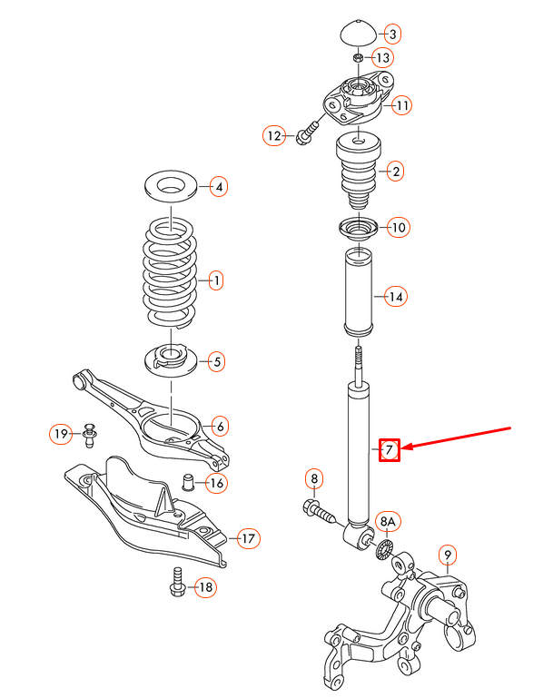 new volkswagen passat b7 rear axle gas shock absorber 3c0513049cp original