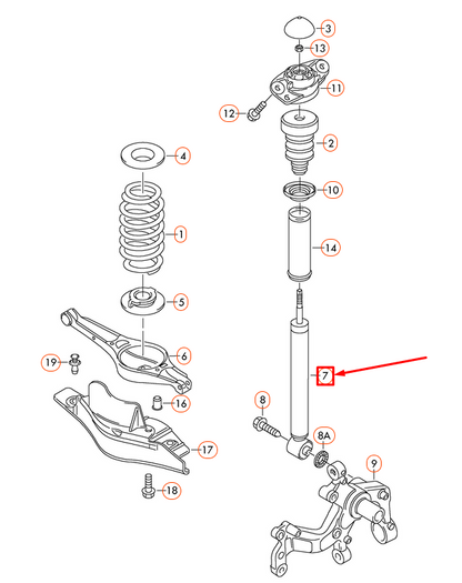 new volkswagen passat b7 rear axle gas shock absorber 3c0513049cp original