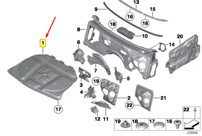 NEW BMW 5 F10 FRONT HOOD SOUND INSULATION PANEL 51488048410 8048410 ORIGINAL
