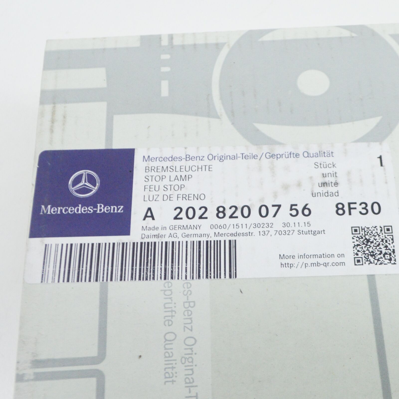 NEW MERCEDES-BENZ C W202 REAR ADDITIONAL STOP LAMP A20282007568F30 ORIGINAL