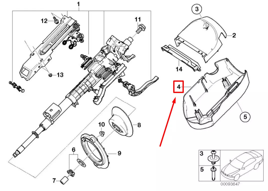 NEW BMW 3 E46 STEERING COLUMN TRIM PANEL 32311094679 1094679 ORIGINAL