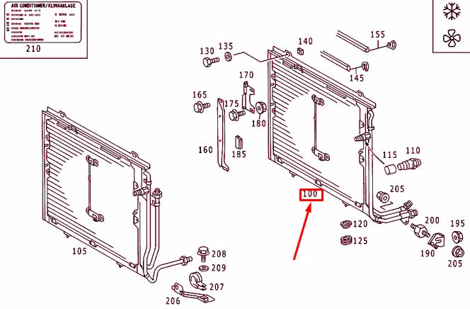 NEW MERCEDES-BENZ C W202 AIR CONDITIONING CONDENSER A2028300870 ORIGINAL