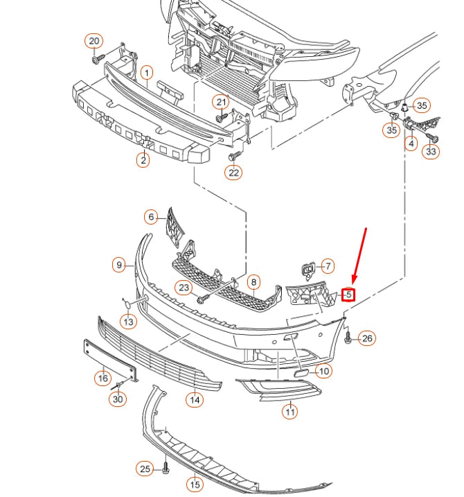 NEW VOLKSWAGEN CC 358 FRONT BUMPER LEFT GUIDE PIECE 3C8807177A ORIGINAL