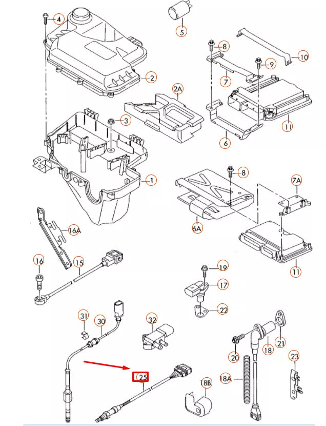 NEW AUDI A6 C6 FRONT CATALYST LAMBDA PROBE CYLINDERS 1-3 07L906262K ORIGINAL