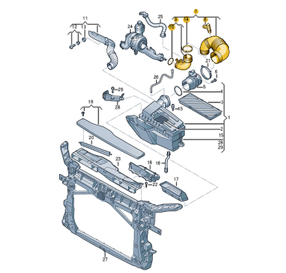 new volkswagen sharan 7n air hose 5n0129654e original