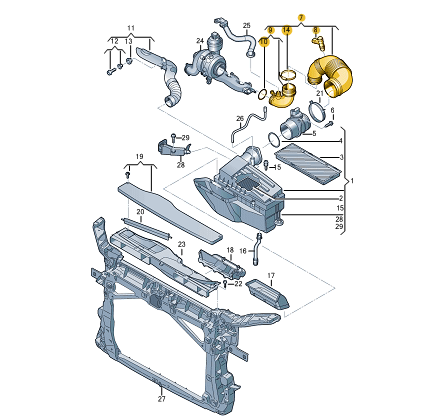 new volkswagen sharan 7n air hose 5n0129654e original