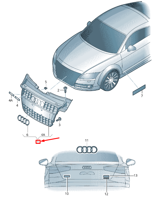 new audi tt 8j radiator grille 8j0853651e1rr 8j0853651e 1rr original