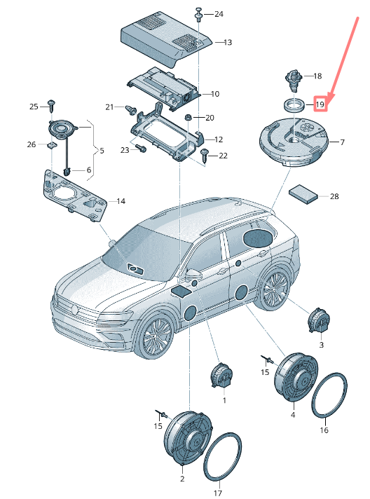 new volkswagen tiguan ad mk2 subwoofer adapter 5na035643 original