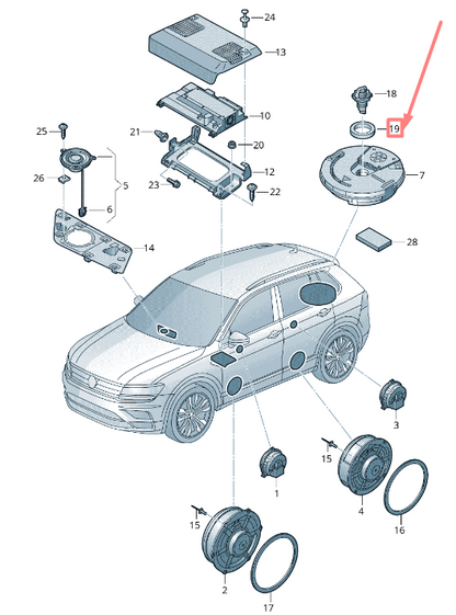 new volkswagen tiguan ad mk2 subwoofer adapter 5na035643 original
