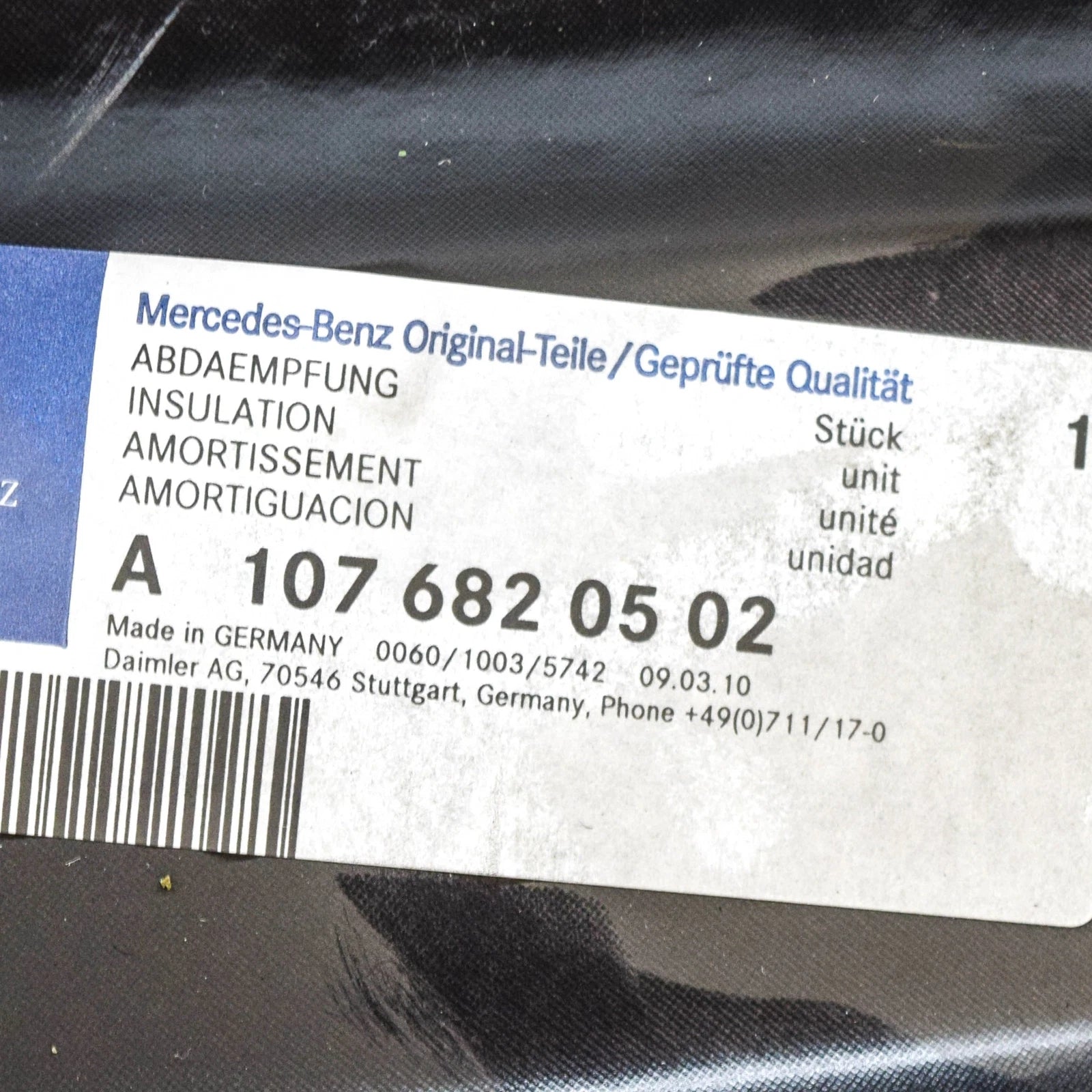 NEW MERCEDES-BENZ SL R107 REAR FLOOR LEFT INSULATION A1076820502