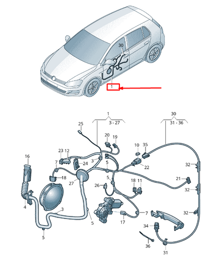 new skoda octavia 5e mk3 front left door wiring lhd 5e1971120ad original