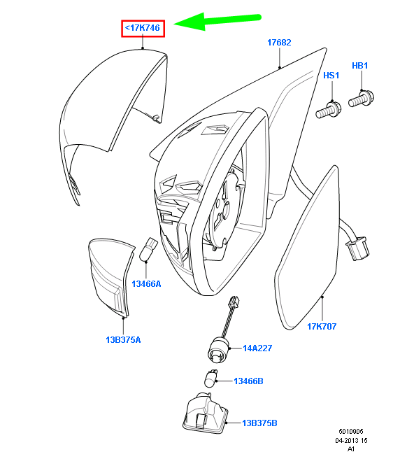 new ford galaxy mk2 front left door mirror housing cover 1534941 original