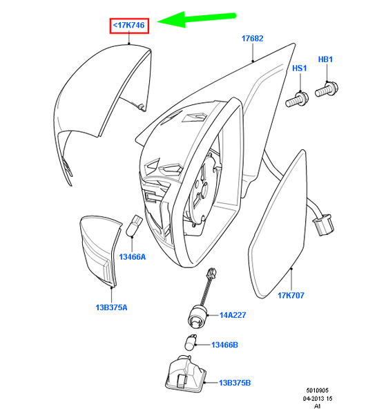 new ford galaxy mk2 front left door mirror housing cover 1534941 original