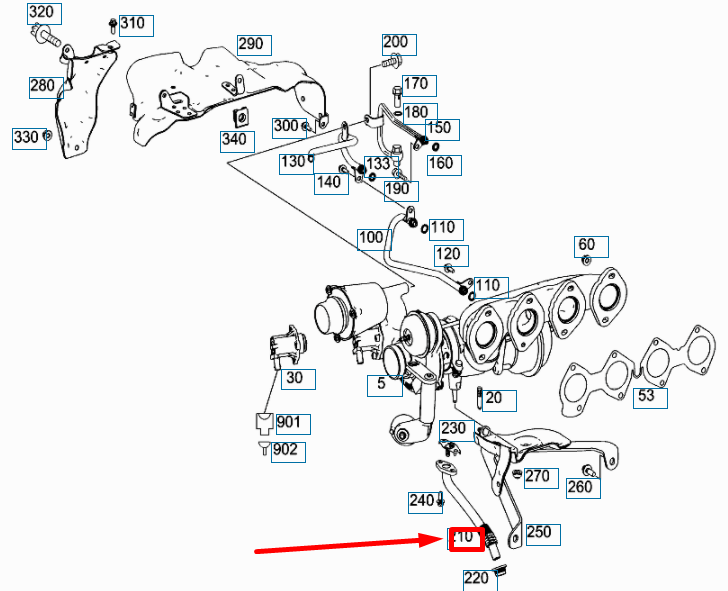 NEW MERCEDES-BENZ C W204 TURBOCHARGER OIL RETURN LINE A2710900277 ORIGINAL