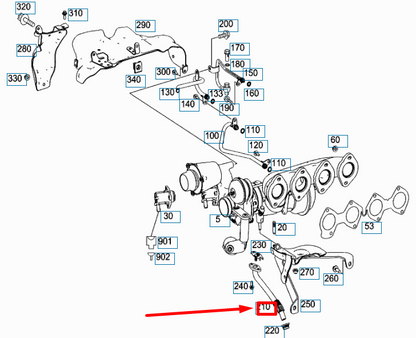 NEW MERCEDES-BENZ C W204 TURBOCHARGER OIL RETURN LINE A2710900277 ORIGINAL