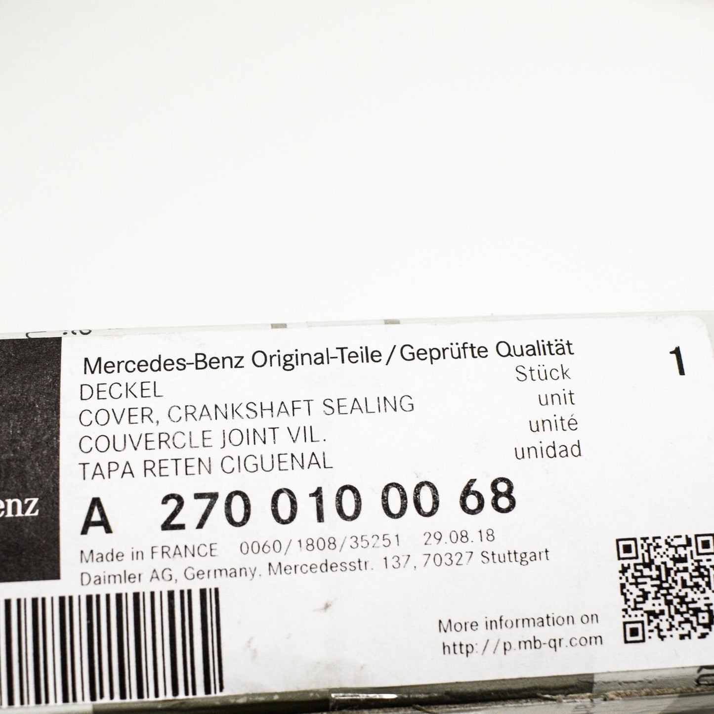 NEW MERCEDES BENZ X253 ENGINE CRANKSHAFT SEAL COVER A2700100068 ORIGINAL