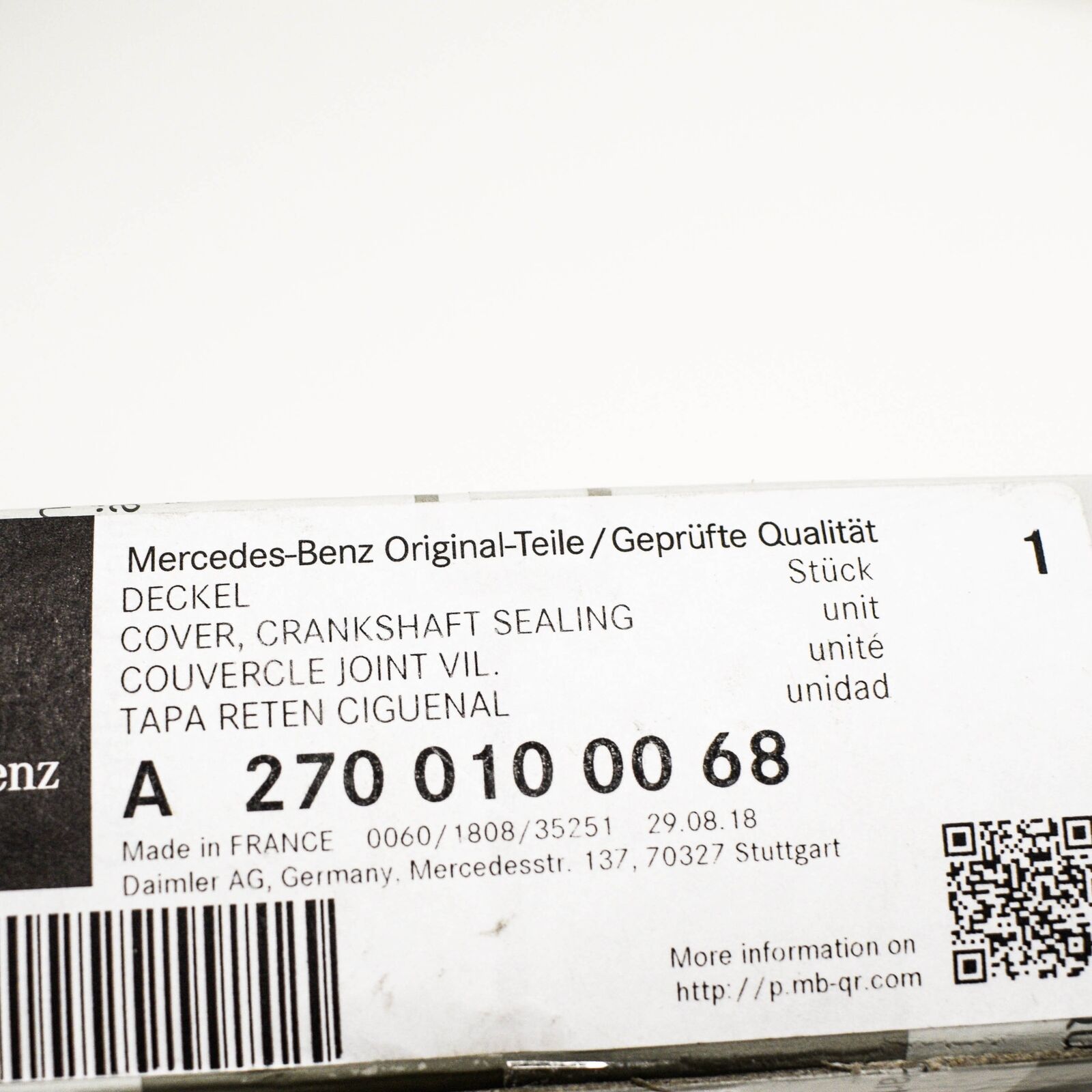 NEW MERCEDES BENZ X253 ENGINE CRANKSHAFT SEAL COVER A2700100068 ORIGINAL