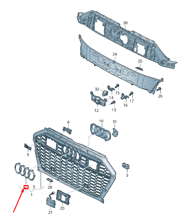 NEW AUDI RS7 SPORTBACK 4K8 FRONT RADIATOR GRILLE BADGE 4K88536052ZZ ORIGINAL