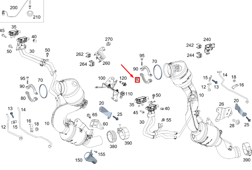 new mb gle w167 exhaust system to turbocharger profile clamp a0009956133
