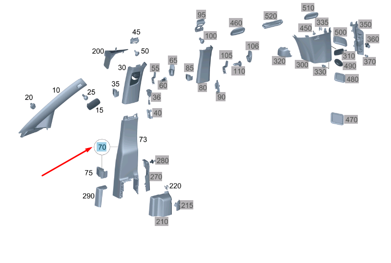 new mercedes-benz vito w447 right lower b pillar trim a44769065259051 original