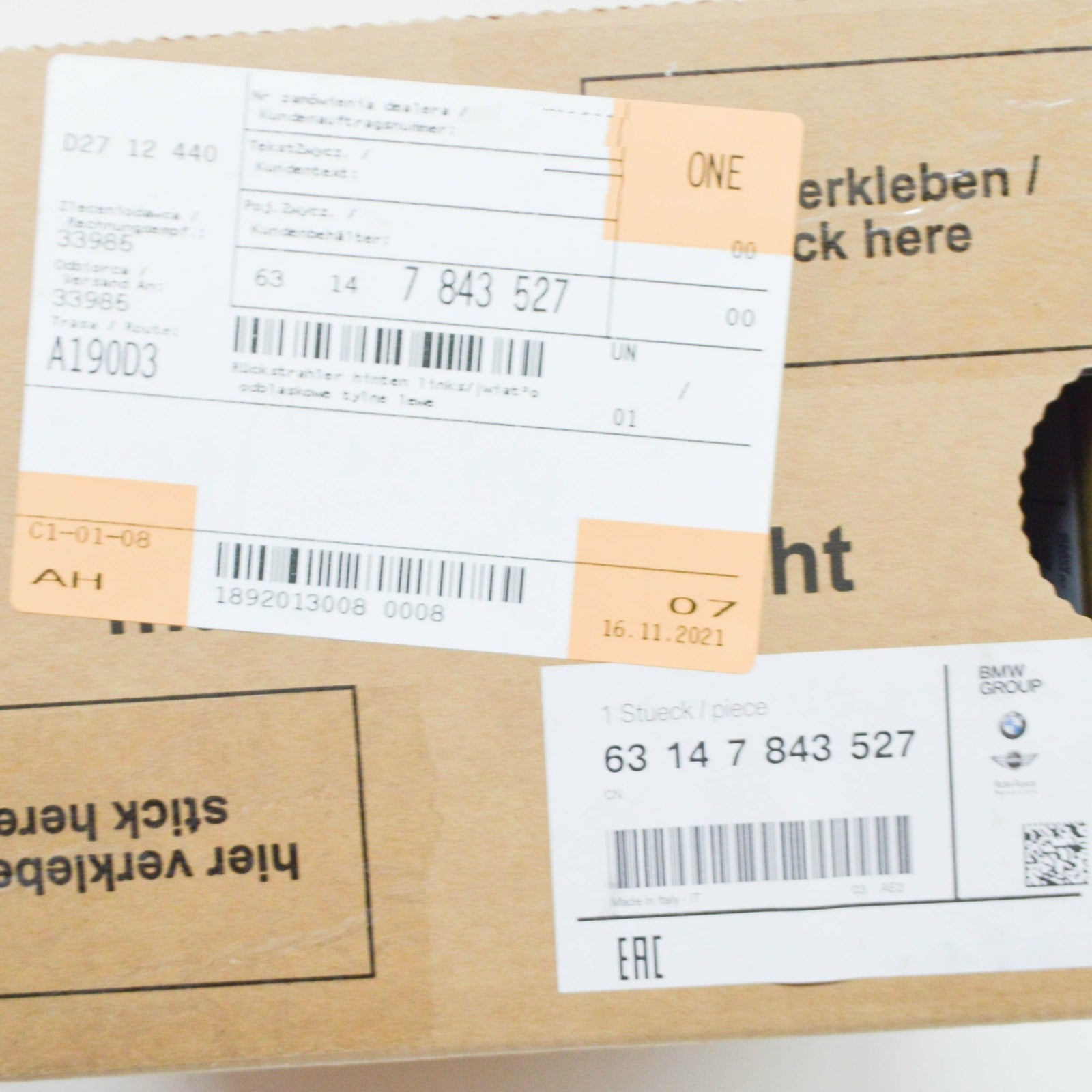 new bmw z4 e89 roadster rear m bumper left side reflector 63147843527 original